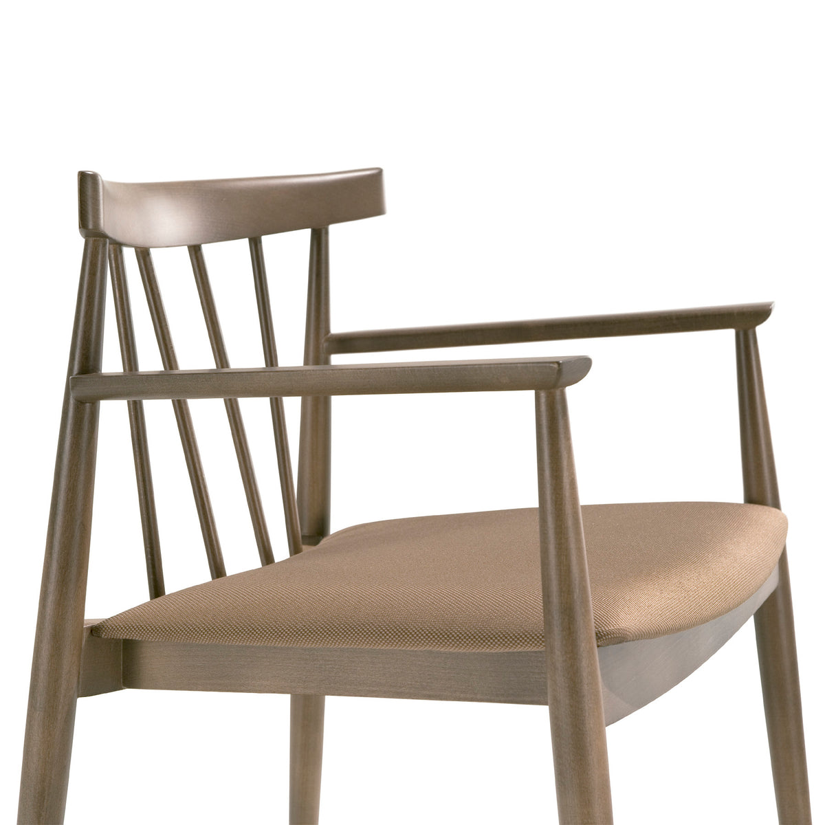 SMILE SO0324 Stackable chair with upholstered seat and wooden rod backrest